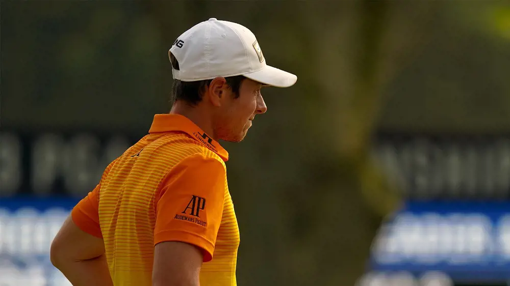 Viktor Hovland's right hand sleeve showcasing  Audemars Piguet's branding