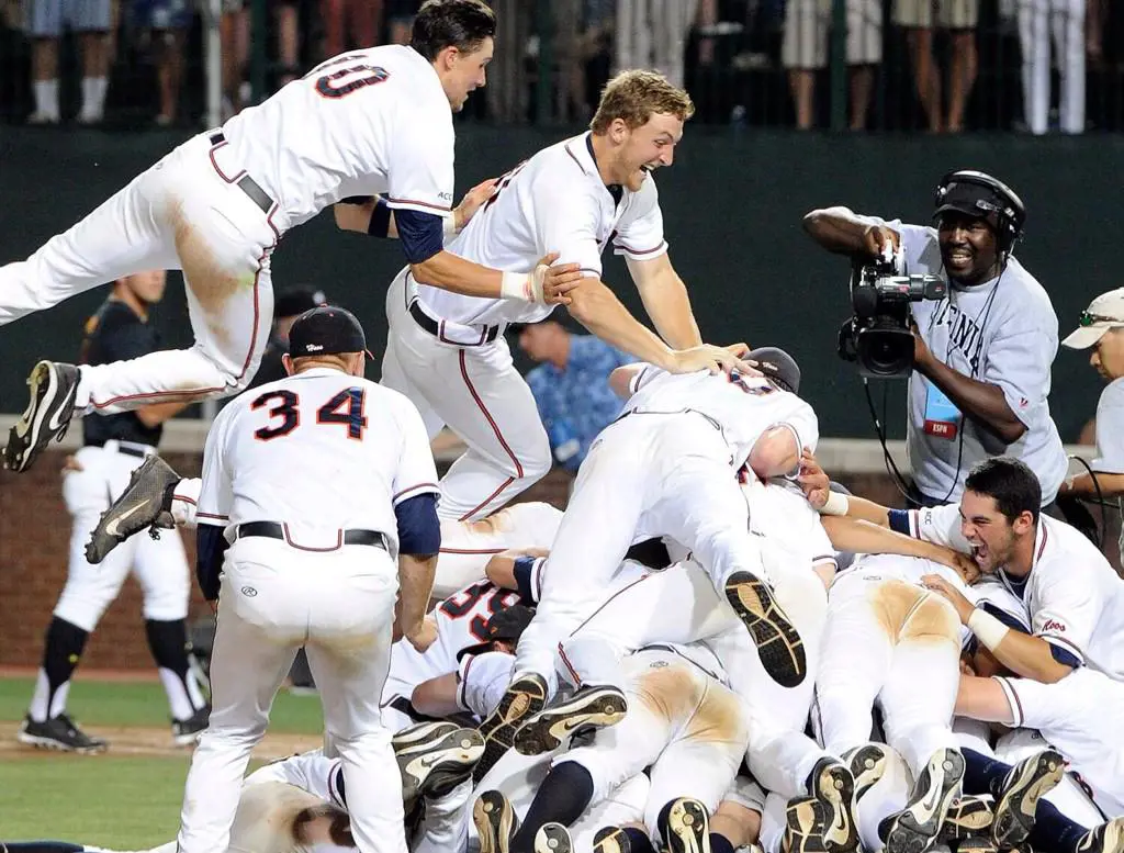 The Cavaliers celebrate after winning their first-ever national championship.