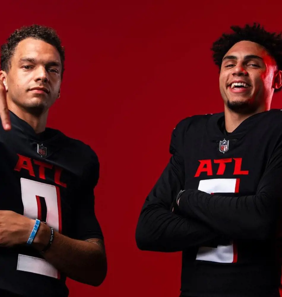 Atlanta Falcon player Desmond Ridder(left) and Drake London(right) celebrating national bestfriend day on June 8, 2023. 