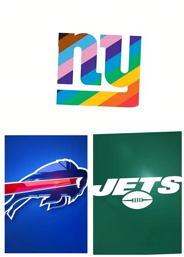 The logo of three NFL New York teams. 