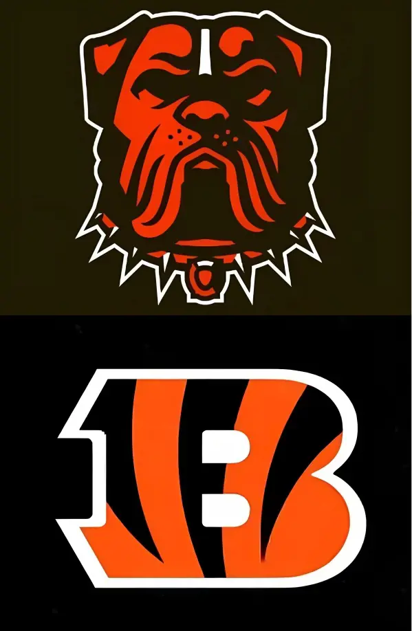 Cleveland Browns logo in the top and Cincinnati Bengals logo below. 