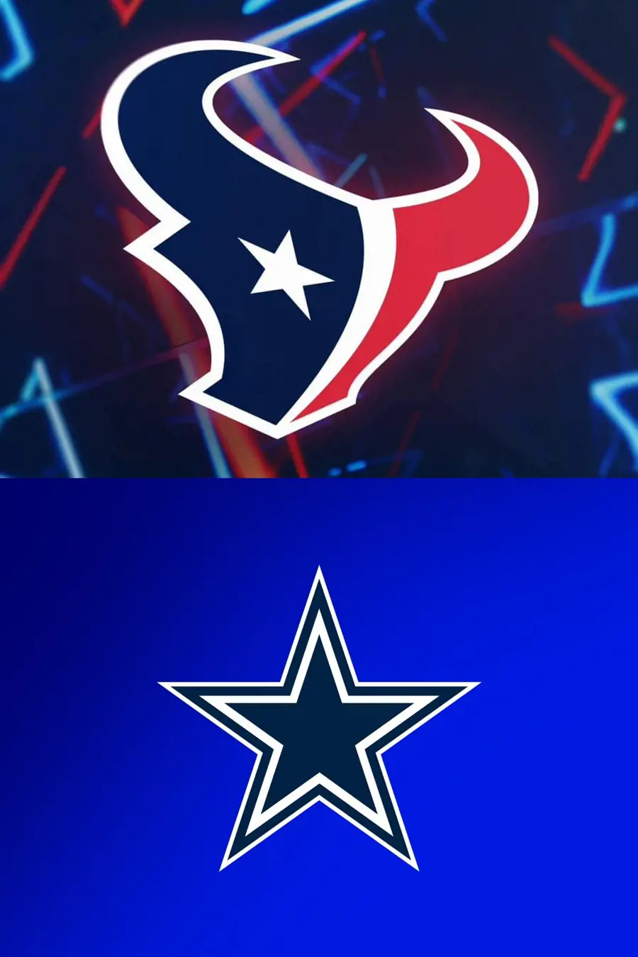 Houton Texas logo in the top and Dallas Cowboys logo below. 