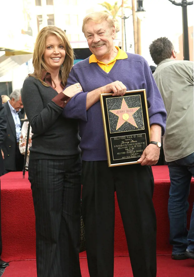 Jerry Buss with his daughter Jeanie Buss in Hollywood, CA, 2013