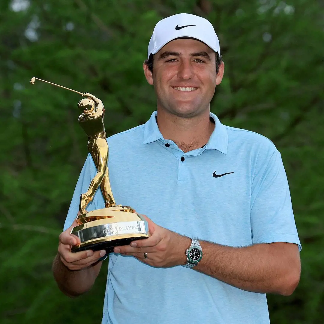 Scottie with the Player Championship trophy on March 14, 2023.