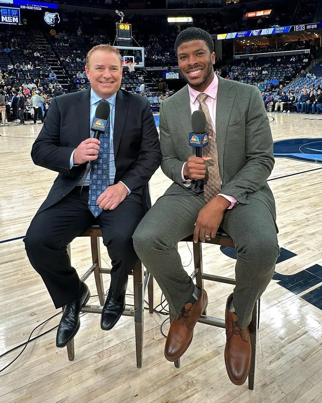 Kelenna(right) with Bob at the FedExForum on March 19, 2023. 