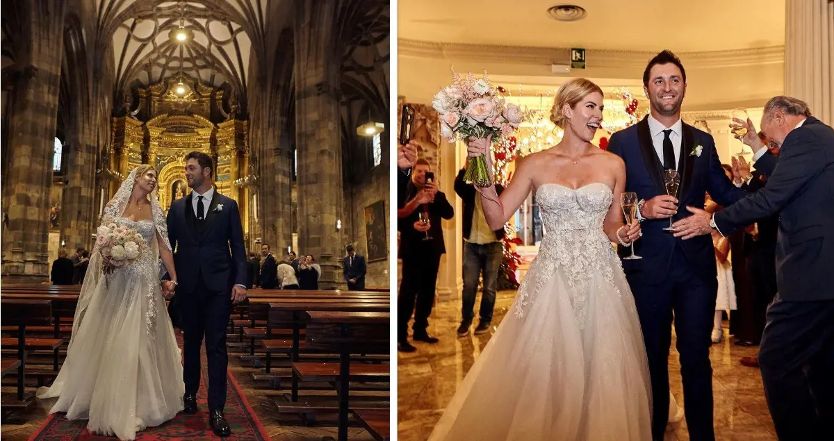 Jon and Kelley, right after their ceremony at Basilica de Begoña in 2019.