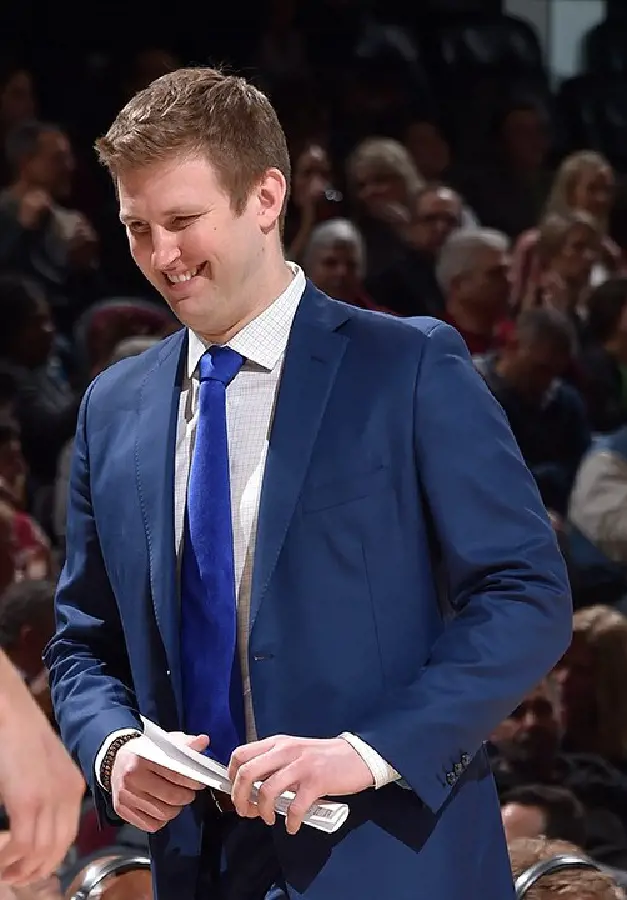 Dan Geriot smiles during a game in December 2019