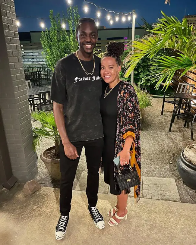 Justin Holiday with his life partner Shekinah Holiday wearing Nba Fashion fits on 1st August 2021.