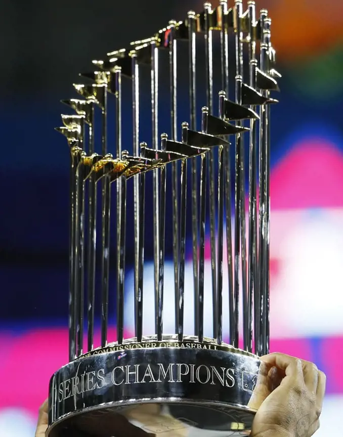 The winner team of the annual MLB World Series is awarded with the Commissioner's Trophy.