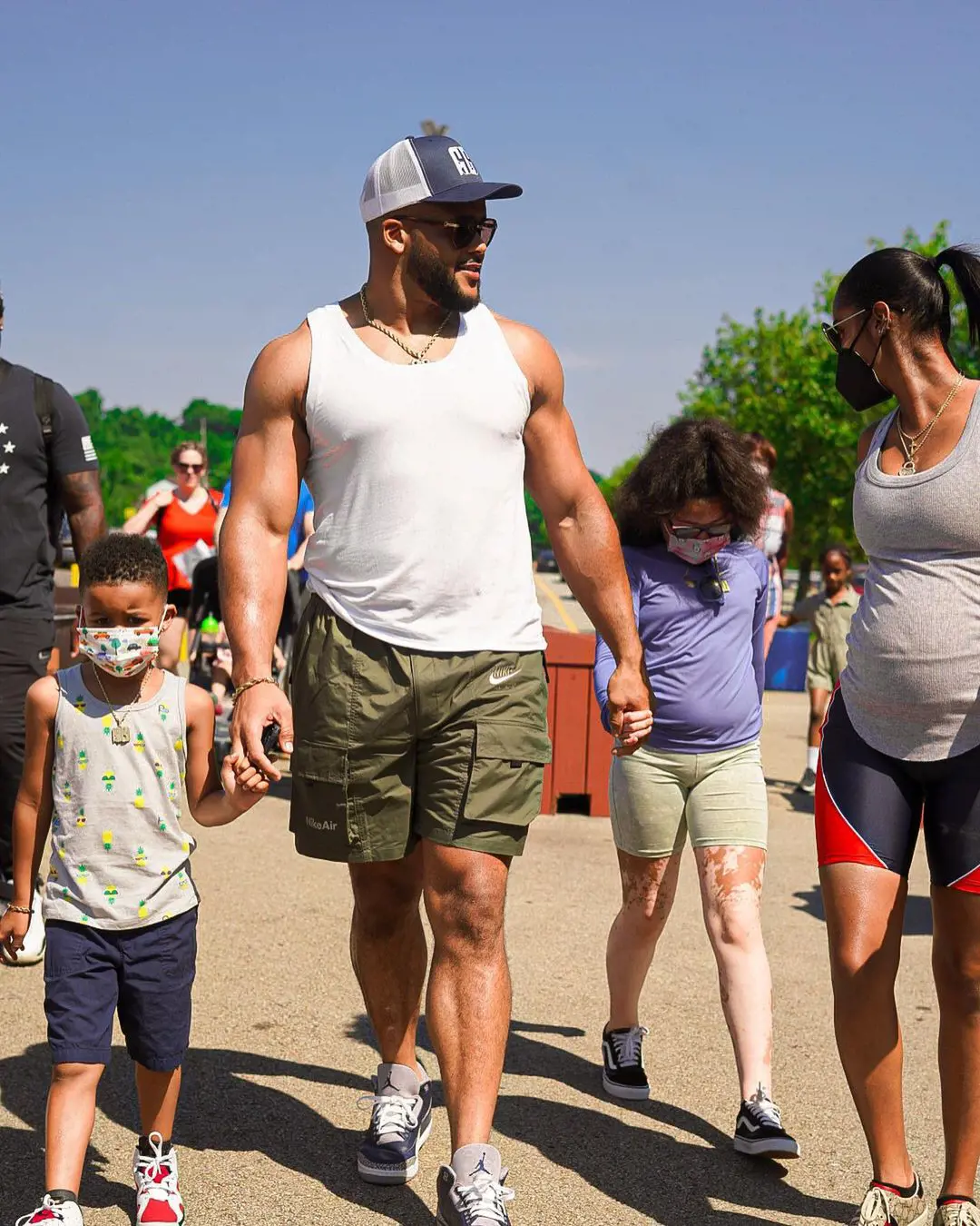 Aaron and Erica going for COVID vaccination with Jaeda and Aaron Jr. in June 2021