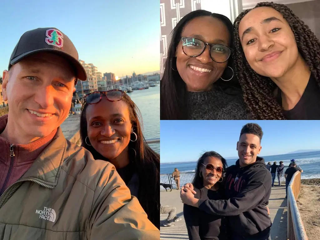 (Left) Monique and Patrick take a selfie while strolling along the seashore