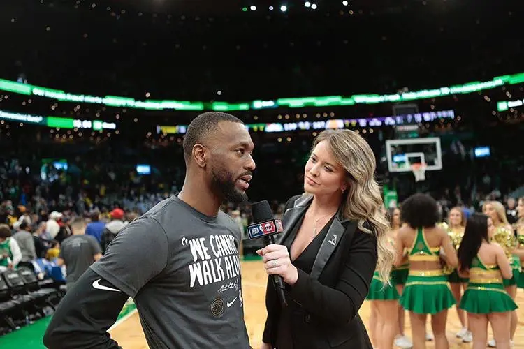 Kristen interviewing Kemba Walker on January 22, 2020. 