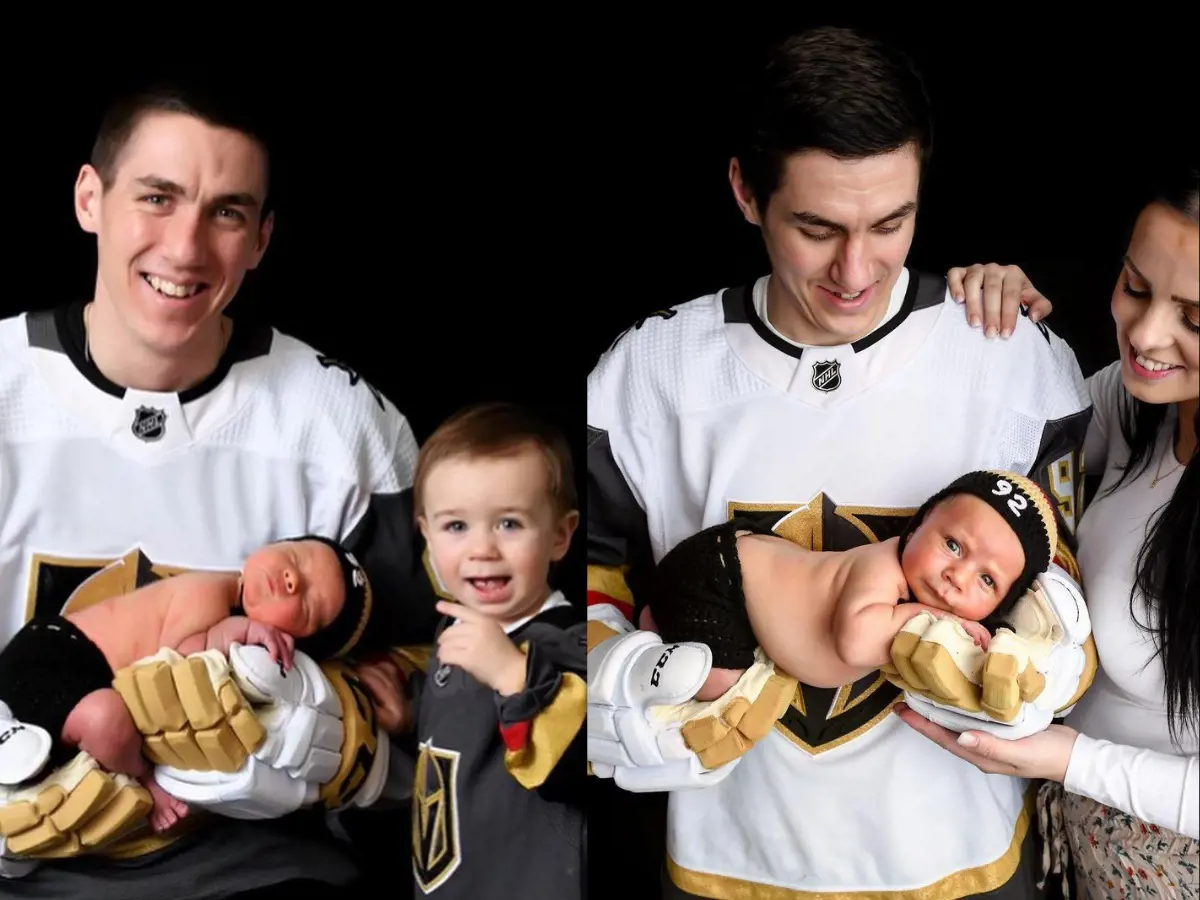 Tomas holding his firstborn (Right) and secondborn (Left) during a photoshoot