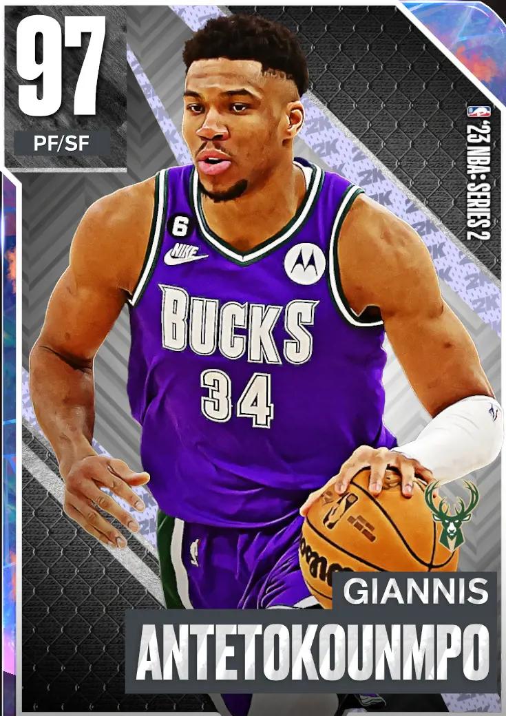 Giannis Antetokounmpo 97 OVR card in NBA 2k23