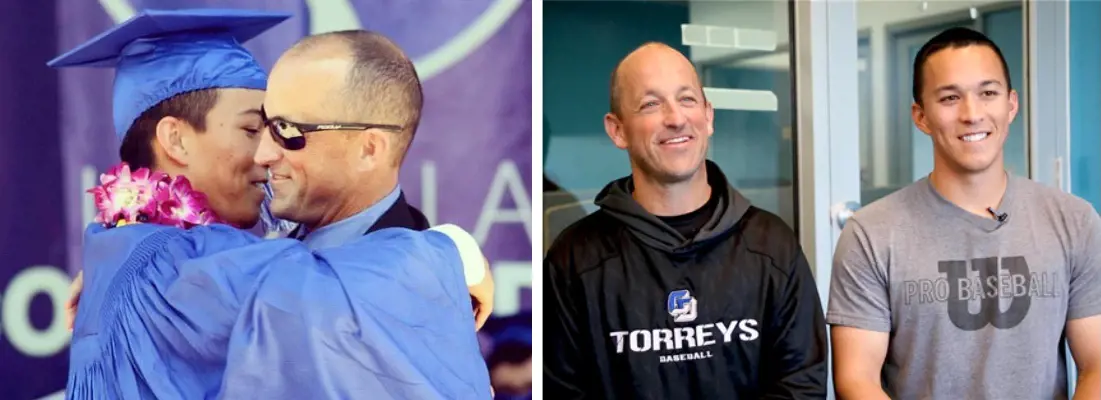 Tommy and John (left photo) during the former's high school graduation in 2013.