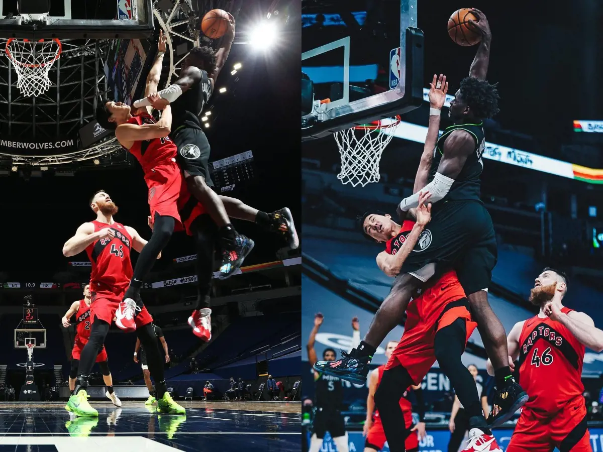 Anthony Edwards dunk in Minneapolis, Minnesota, on February 20, 2021