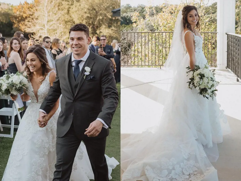 Shayla looking pretty in bridal dress. 