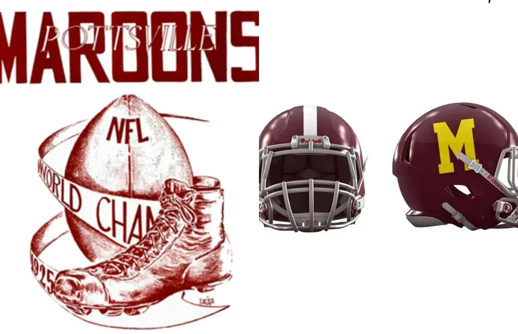 Pottsville Maroons logo and helmet designed by Dubya Design