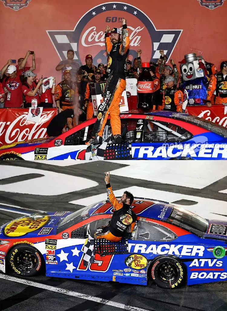 Martin celebrating the phenomenal triumph in the victory lane.