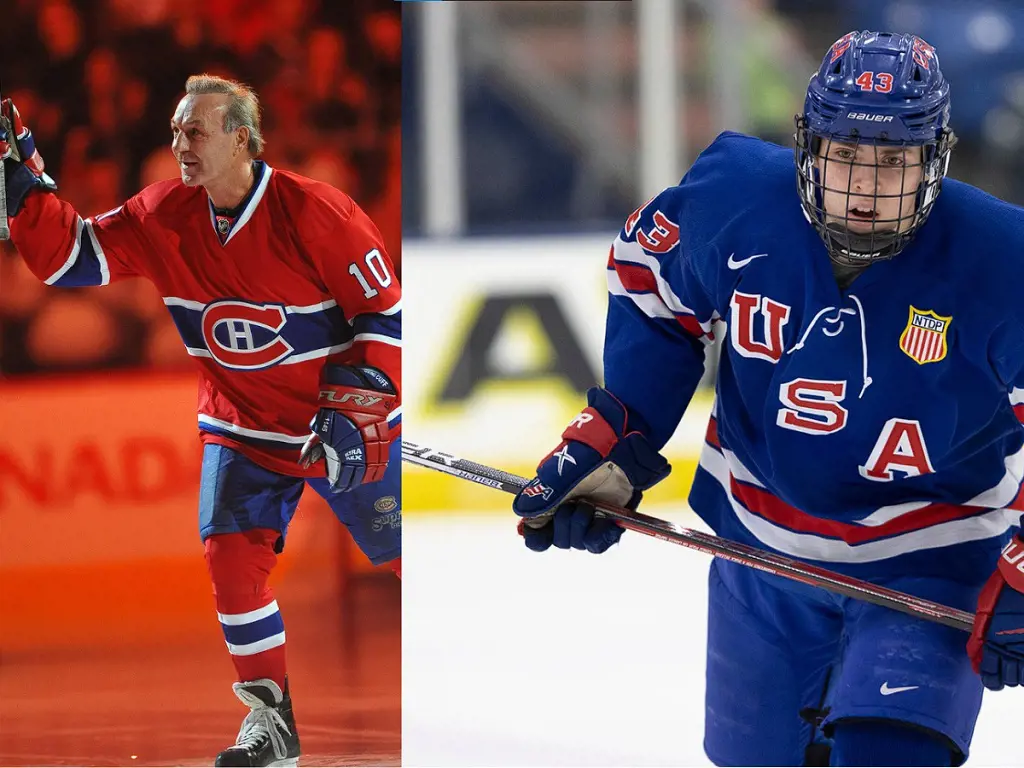 (Left) Legendary Guy Lafleur at the Bell Centre in Montreal, Quebec.