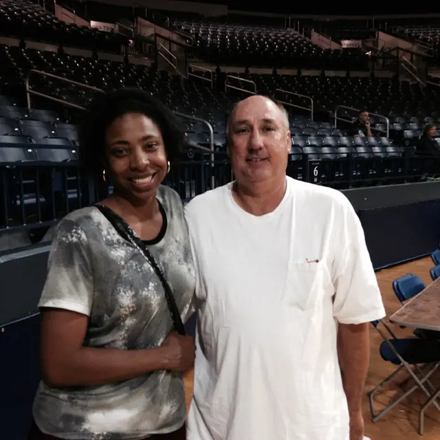 Letitia with her high school coach Bill Weaver. 