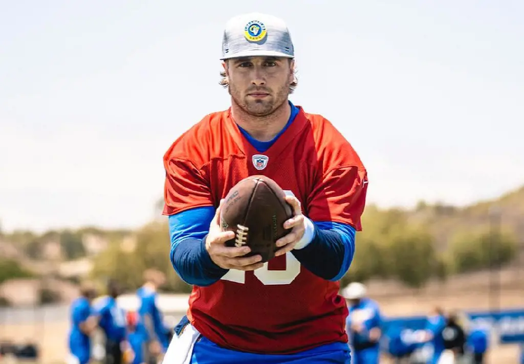 D. Hodges with the LA Rams practice squad in Los Angeles, California, May 2021