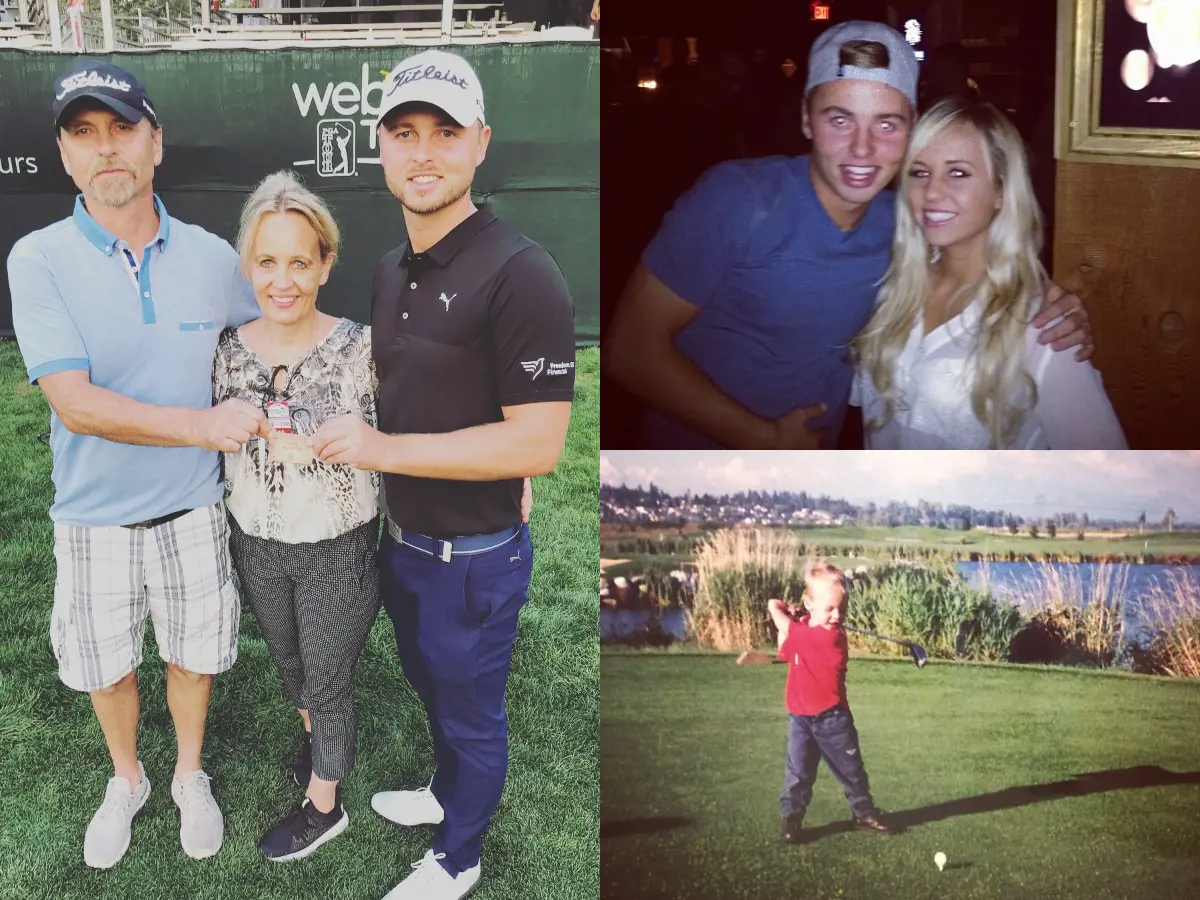 Adam with Frank and Tina at a golf course in August 2018