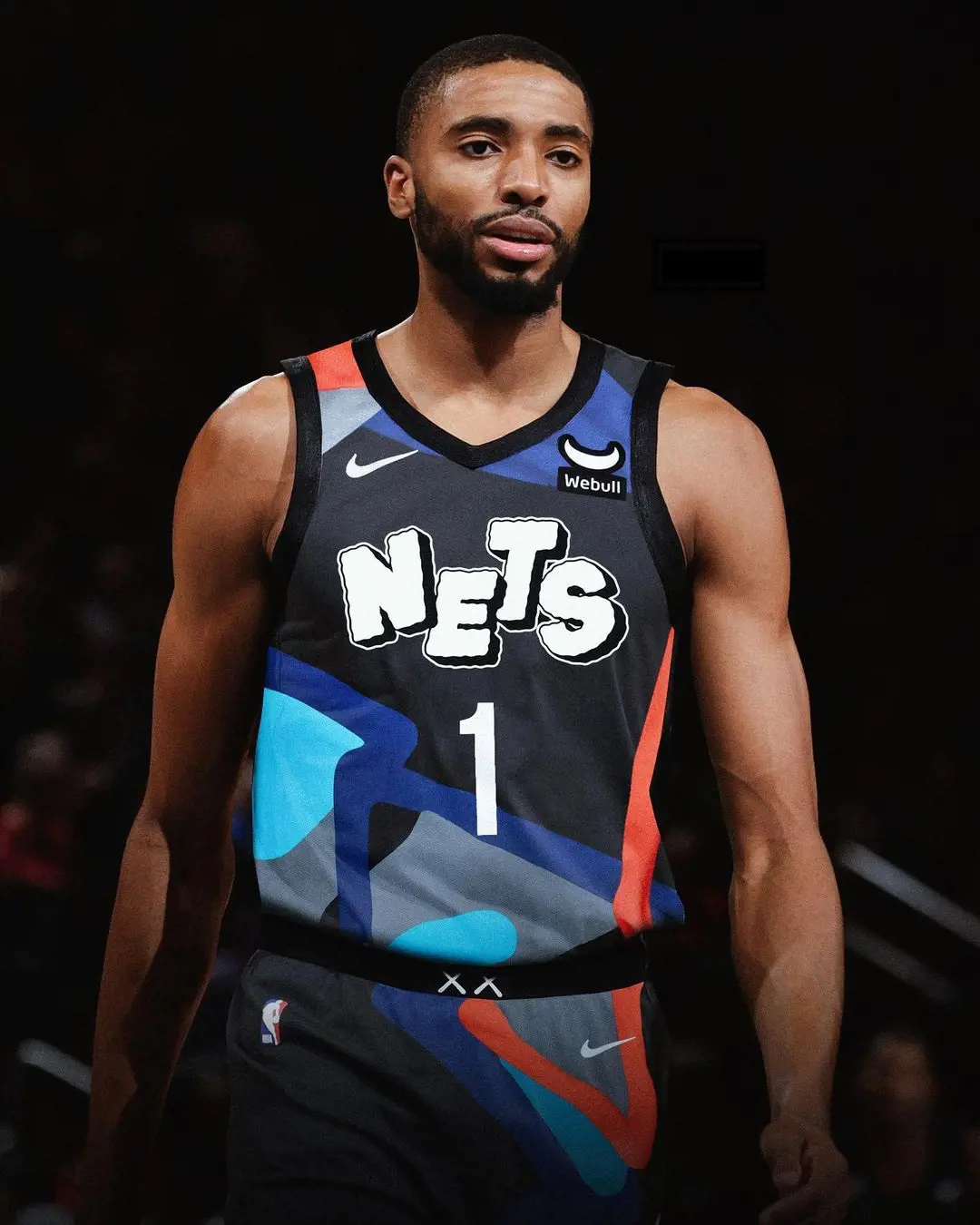 Mikal Bridges wearing Nets New connect jersey.