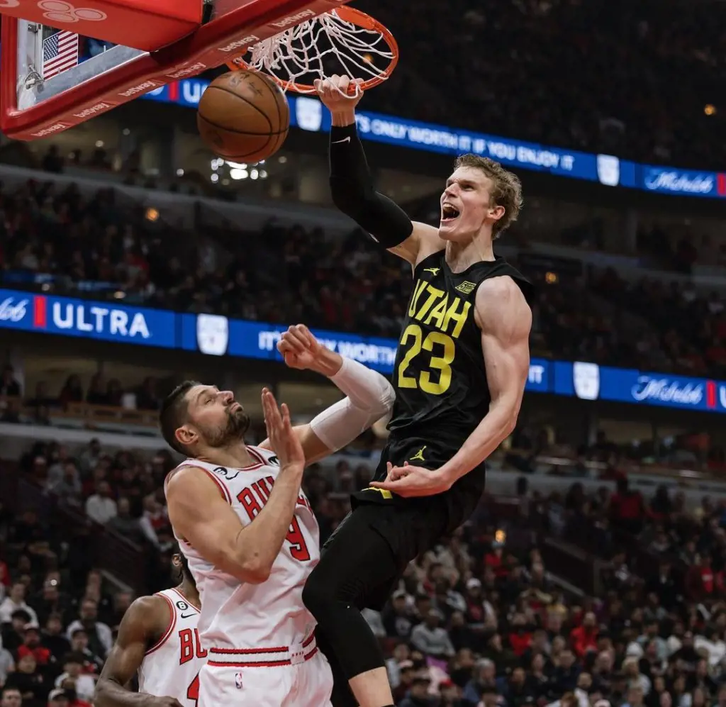 Utah Jazz player Lauri Markkanen against Chicago Bulls in 8 January 2023. 