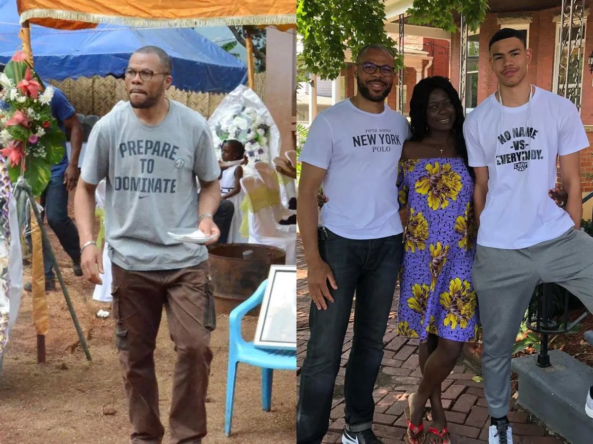 Olivier with Chuma and Belle in front of their home in Rockville, Maryland, September 2018