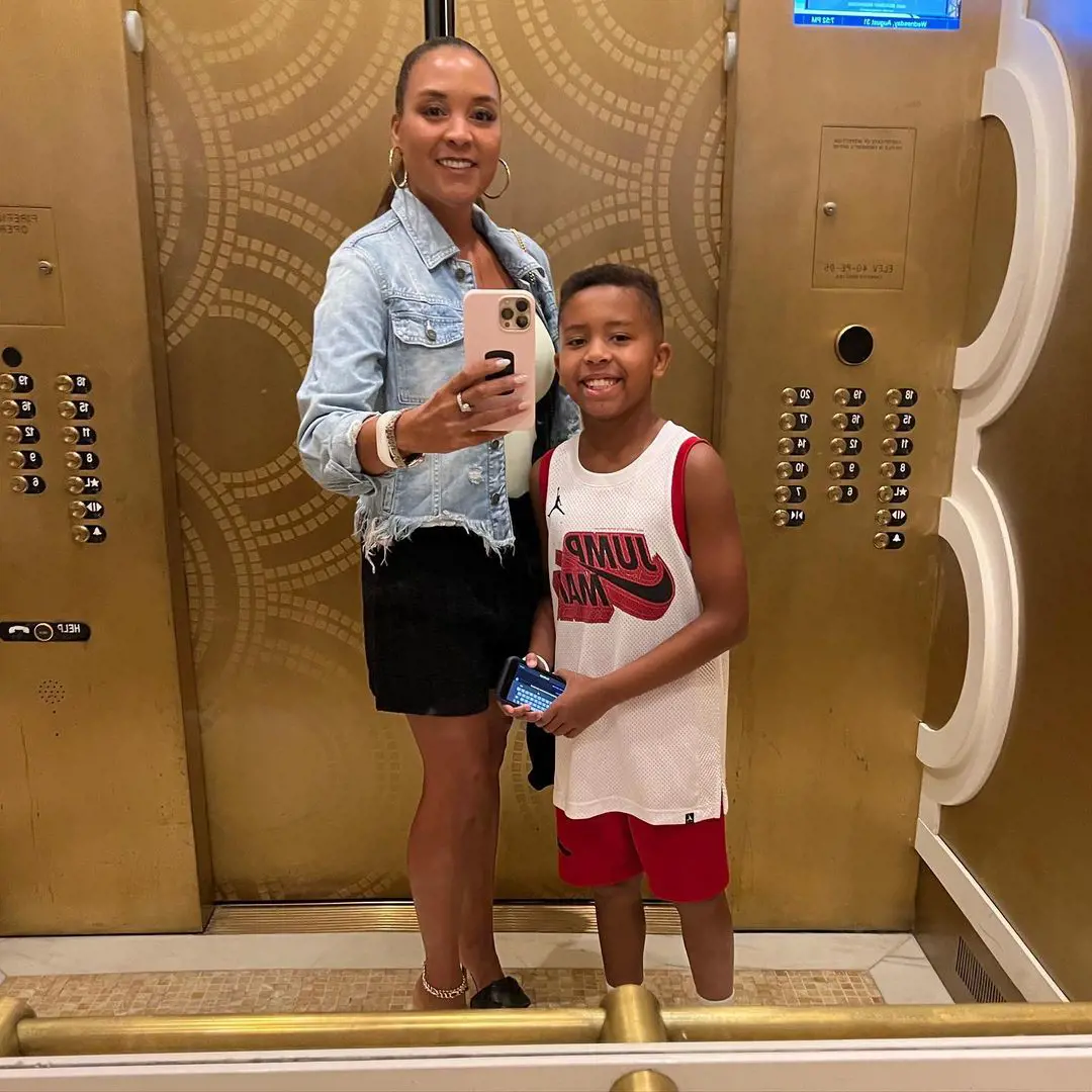 Sharlee and Jalen captured moment in the lift before Jalen's start of school on September 3, 2022. 