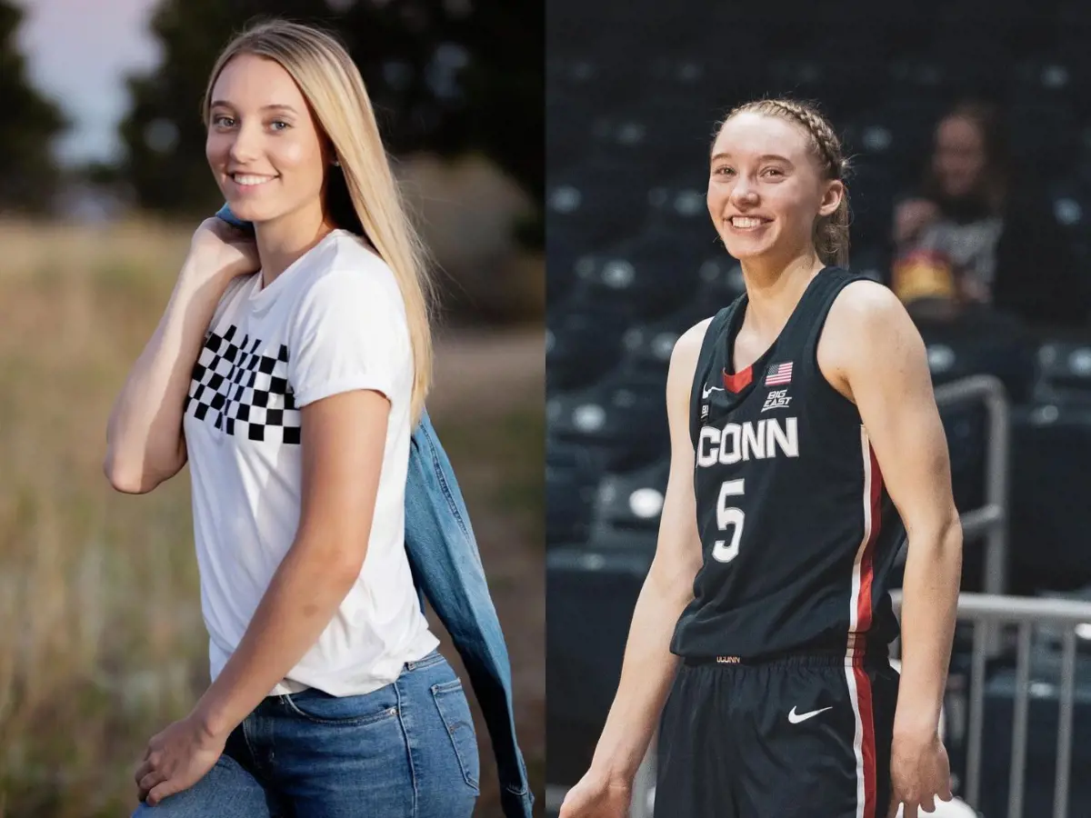 (Right) Paige during a basketball match playing for UConn in March 2021