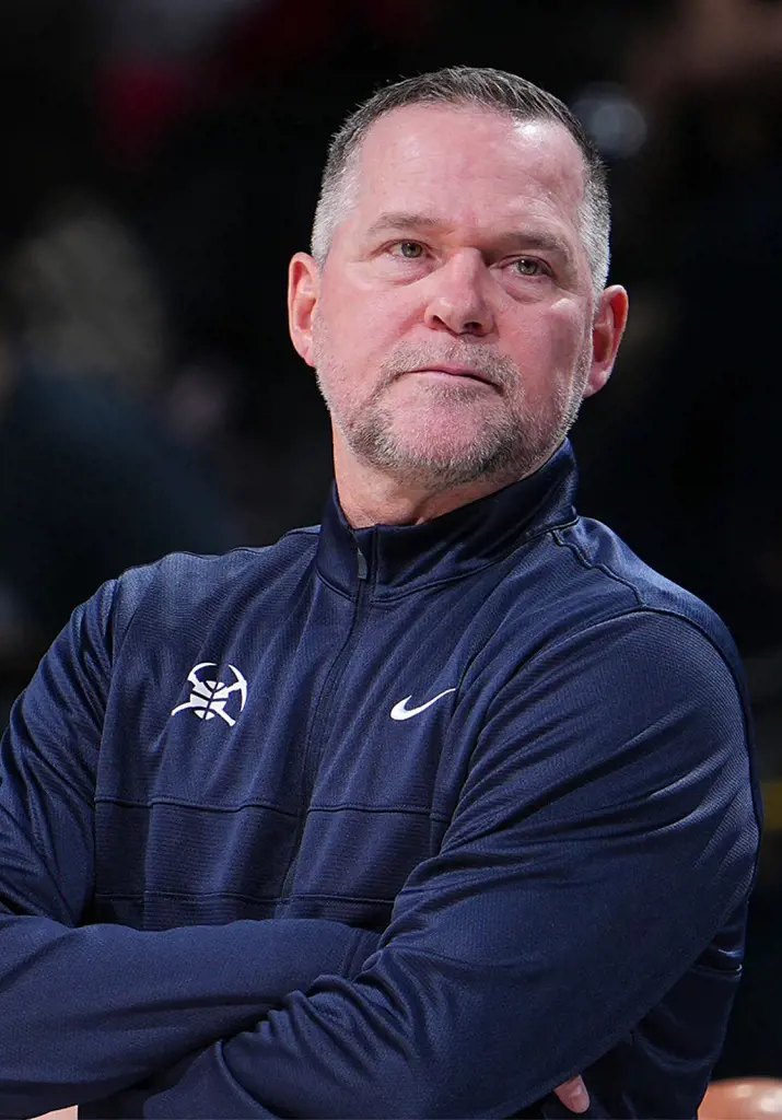 Michael Malone during the game against Pelicans on February 4, 2022 at the Ball Arena.