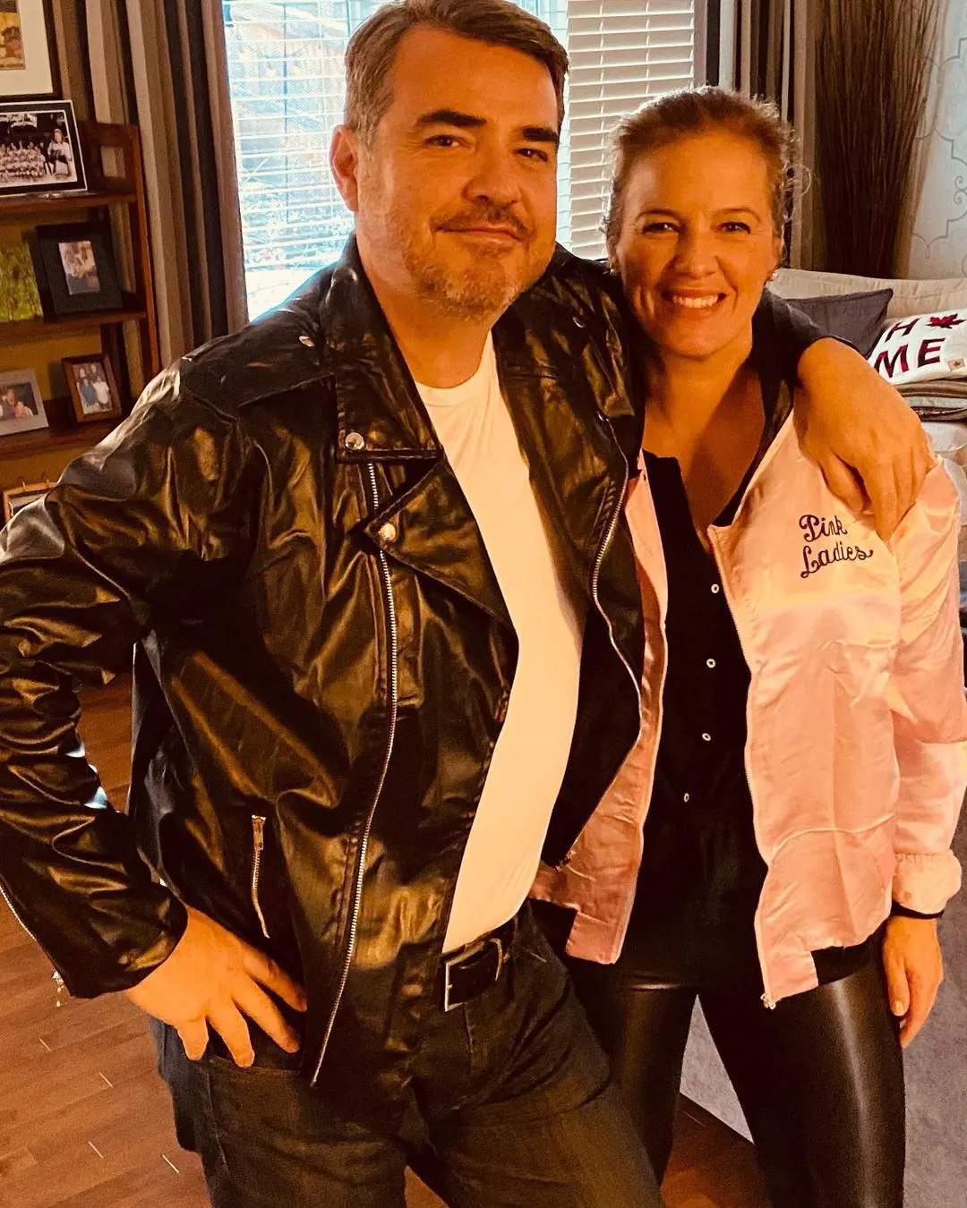 Brad and Cassie dressed as Kenickie and Rizzo during 2021 Halloween