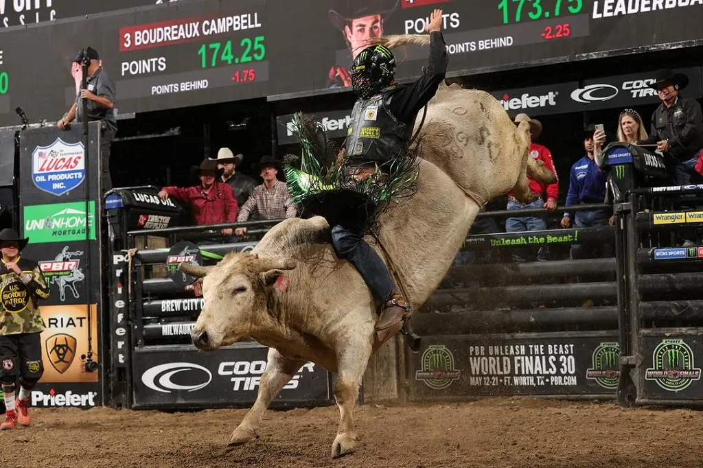 Kaique Pacheco riding the bull Moonlight Party in March 2023