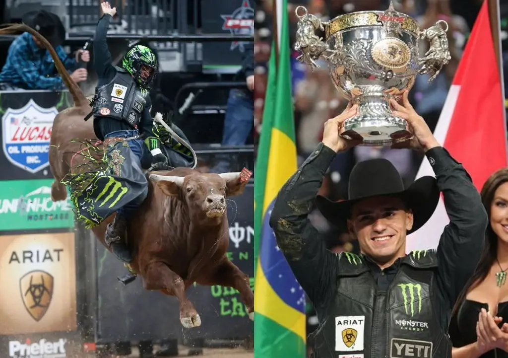 Jose Vitor Leme celebrating the triumph of the 2021 PBR World Finals.