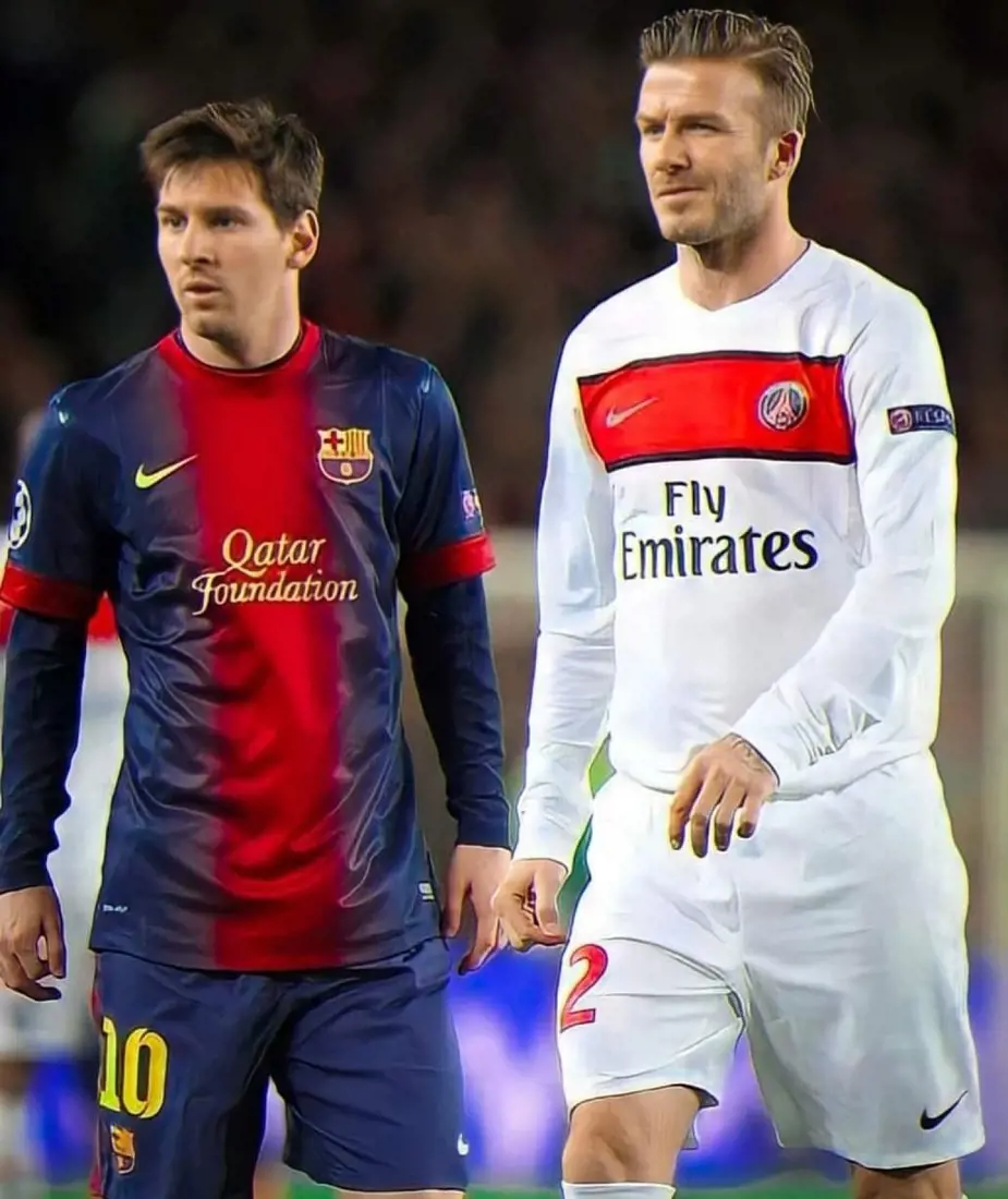 Messi and Beckham playing against each other in 2012