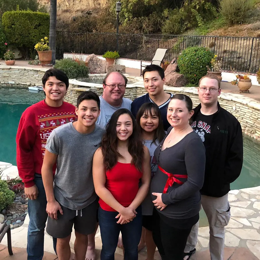 Jason with Nick, Michael, Bri, Hugh and Mercedes celebrating a New Year party in Sierra Madre, January 2018