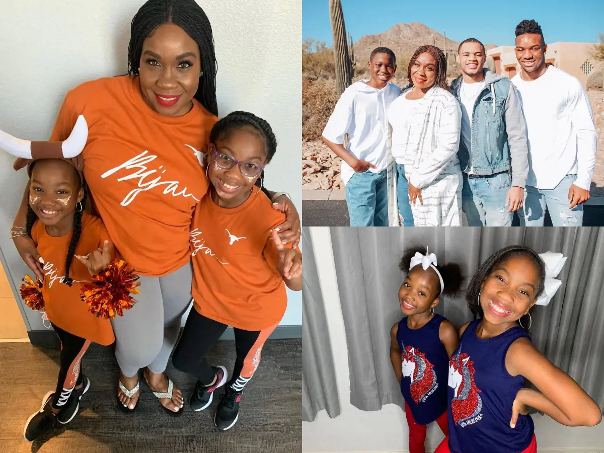 (Left) Zaya, LaMore, and Tootie donning matching orange outfit in Austin, Texas