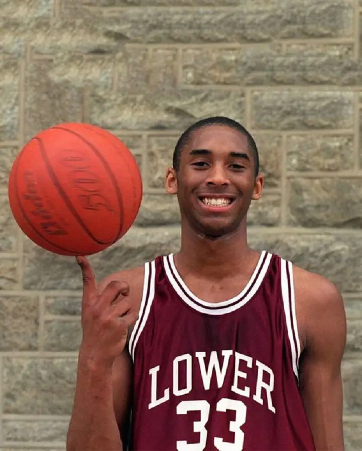 Kobe Bryant wearing Lower Merion jersey in 1992