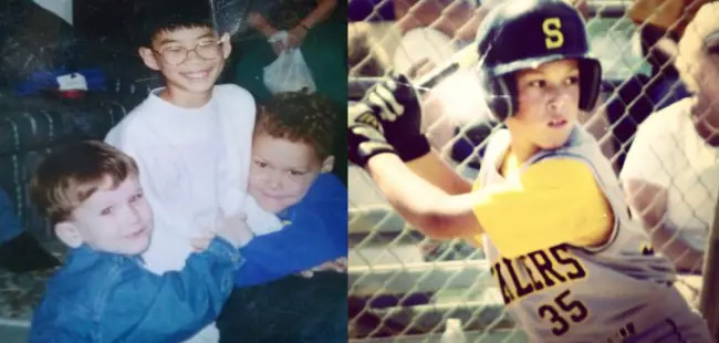 The Yankees outfielder and John Judge (on the middle of the left) during their childhood.