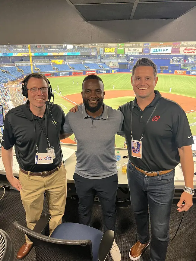 Denard (center) with Neil Solondz (left) and Doug (right) during their work time in March 2023.