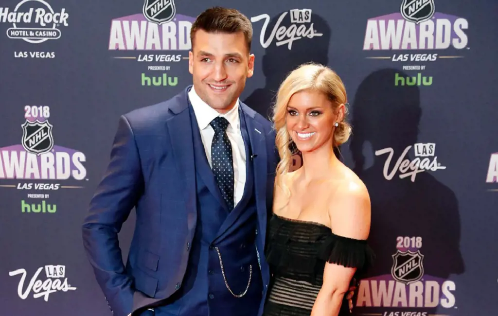 Patrice and Stephanie on the red carpet during the 2018 NHL Awards on June 20, 2018 in Las Vegas, Nevada. (Photo by Jeff Speer)