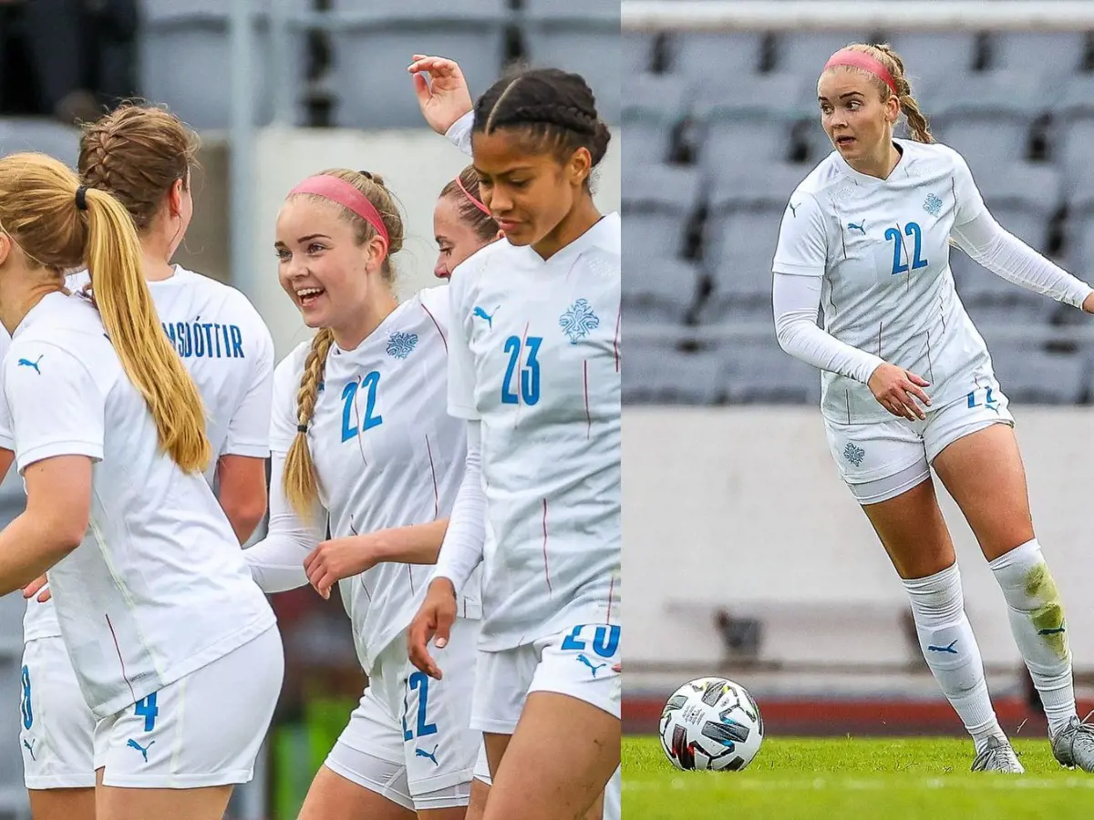 Andrea cheering up with her friend during her match at Reykjavik, Iceland on June 18, 2021. 