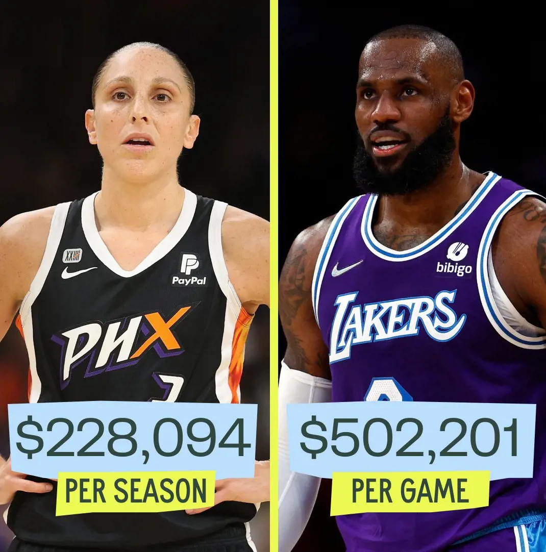 Contrast in salary across WNBA and NBA.