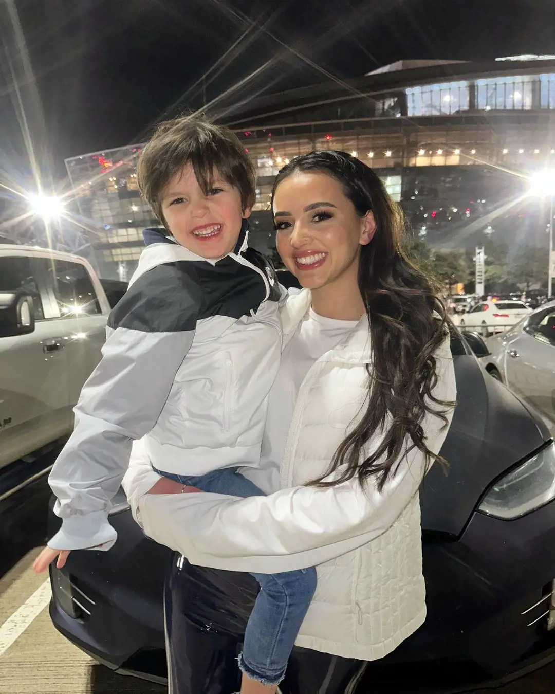 Laurel and son Theodore attending Dalton's game at AT&T Stadium in December 2022.