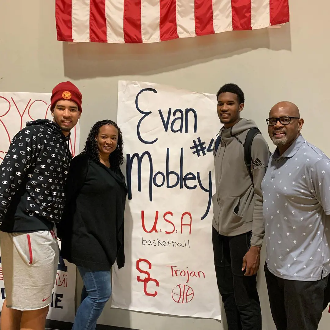 Evan celebrating his senior night with Isaiah, Eric and Nicol at Rancho Christian in 2020.