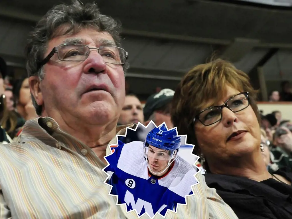 Zach dad J.P. and mom Donna watching him play from the audience stand during one of his NHL games