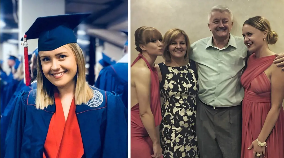 Natalija (left photo) during her graduation from MSU Denver in 2018. 