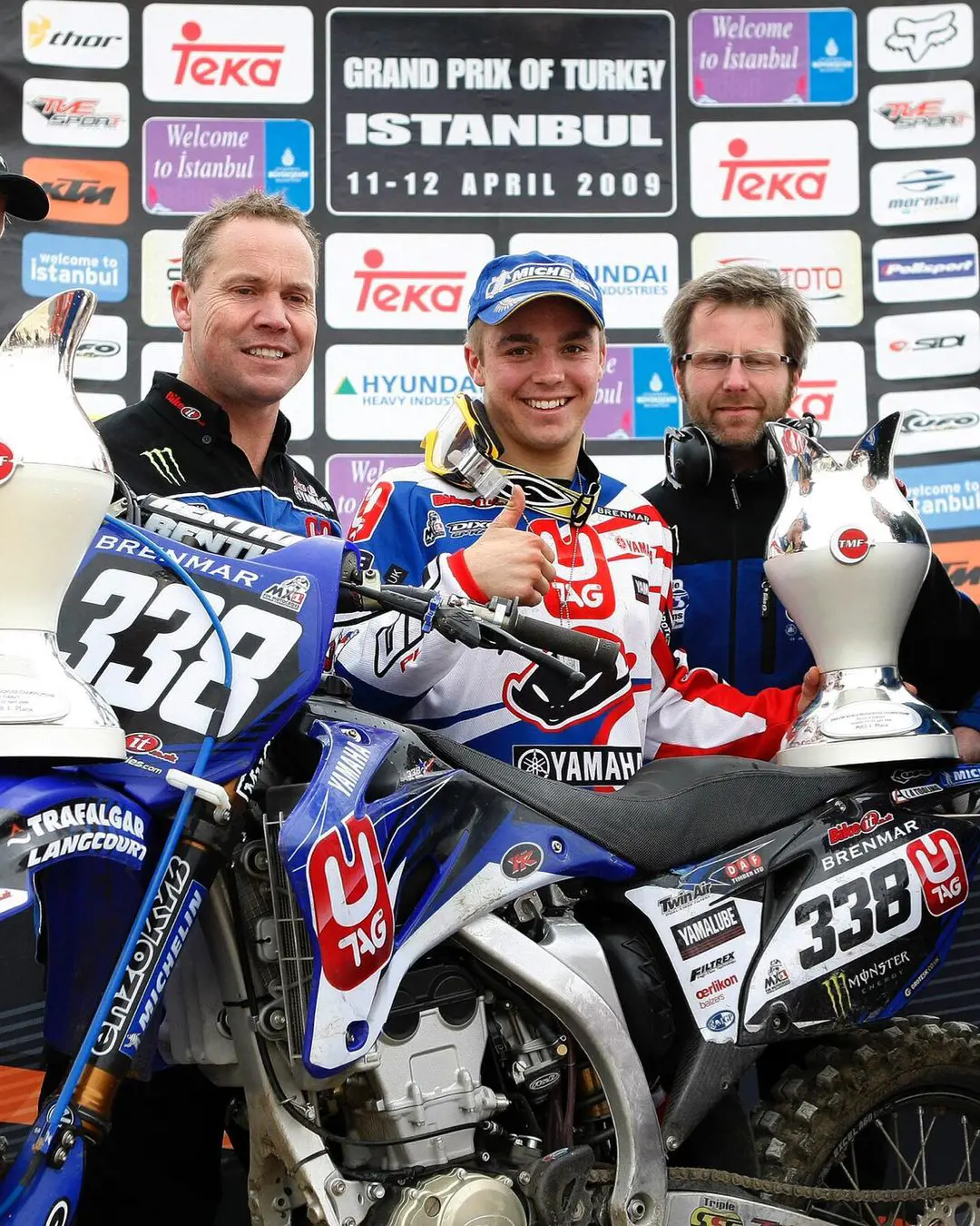 Osborne celebrating his first FIM Motocross World Championship in Turkey in June 2022.